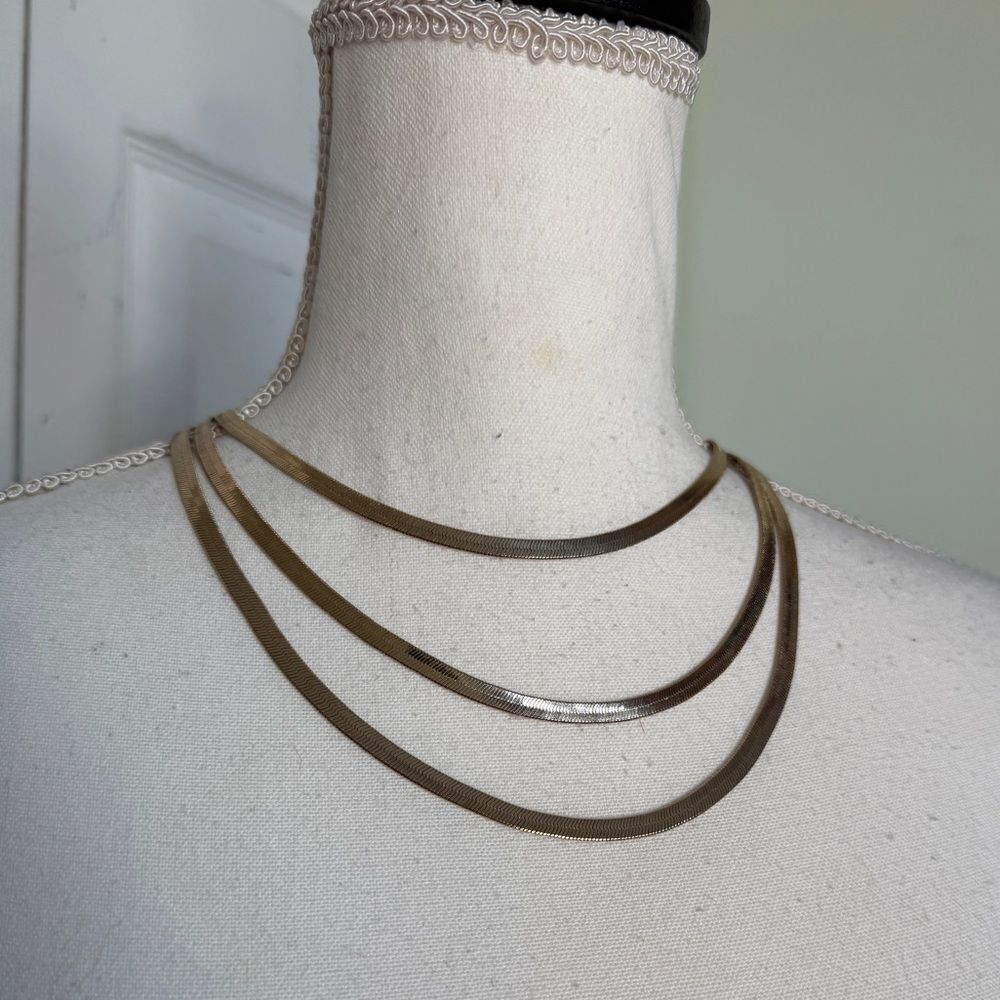 90s Quiet Luxury Gold Monet Three-chain Necklaces